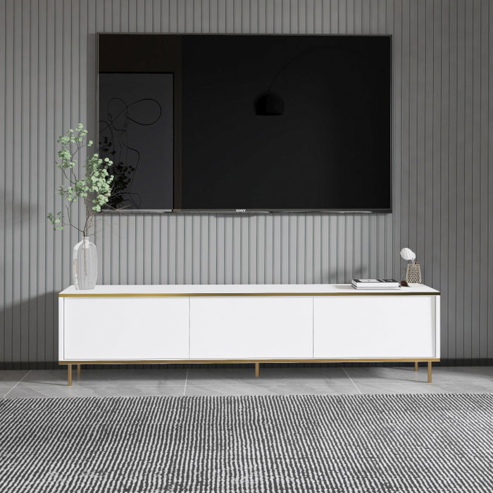Hanah Home Soporte para TV Blanco y Dorado